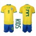 Brazilië Thiago Silva #3 Babykleding Thuisshirt Kinderen WK 2022 Korte Mouwen (+ korte broeken)